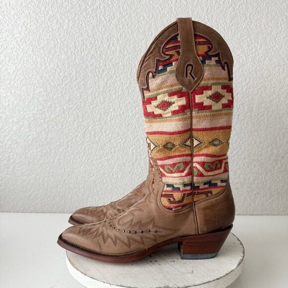 Rod Patrick Womens Cowboy Boots 11AAA Brown Navajo Blanket Western Cowgirl Studs - Picture 5 of 14